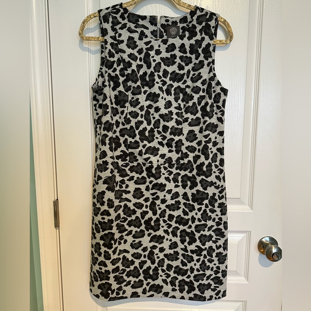 Vince Camuto Black and Gray Animal Print Dress